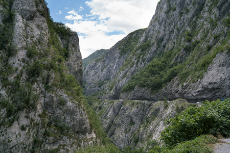 road section in the canyon of the river Moraca, Montenegroの写真素材