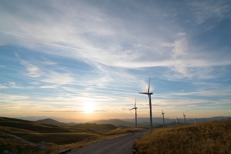 Windmills converting wind energy into electricity
