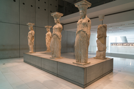 Athens, Greece - November 15, 2017: Interior View of the New Acropolis Museum in Athens. Designed by the Swiss-French Architect Bernard Tschumi.のeditorial素材