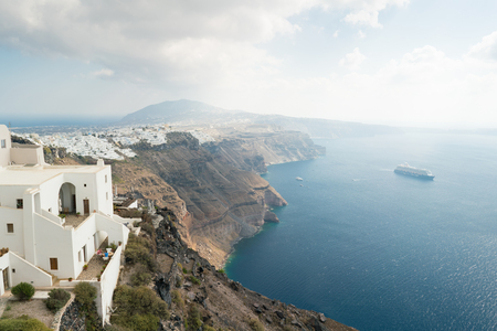 Imerovigli village on the island of Santorini.の写真素材