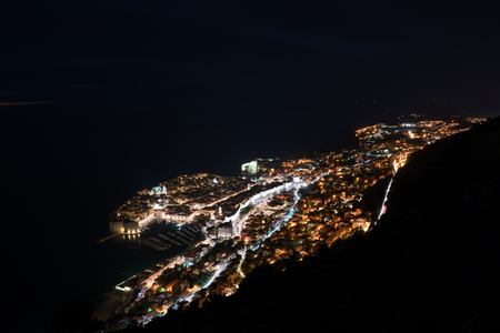 Aerial view of Dubrovnik city by night.の写真素材