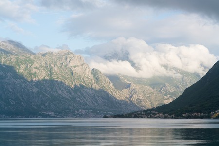 view of the bay of Kotor on a cloudy day