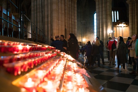 Paris, France - April 2, 2019: Interior of the Notre Dame de Paris.のeditorial素材