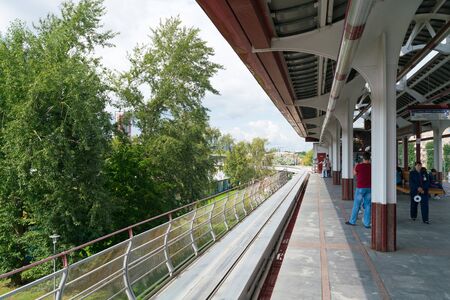 Moscow, Russia - July 21, 2019: Train station on Ulitsa Sergeya Eyzenshteyna terminus of the Moscow...