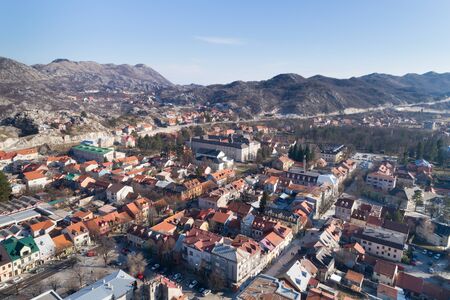 Cetinje town in Montenegro from aboveの写真素材