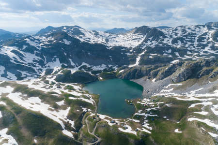 Kapetanovo lake in Montenegro, in the north of the country, aerial viewの写真素材