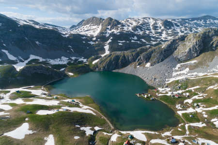 Kapetanovo lake in Montenegro, in the north of the country, aerial viewの写真素材