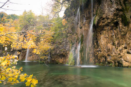 Plitvice lakes of Croatia national park, autumnの写真素材
