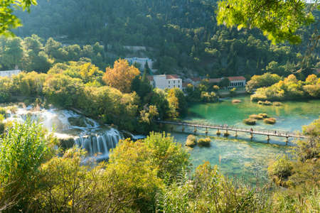 Long Exposure View of waterfall Skradinski Buk in Krka National Parkの写真素材