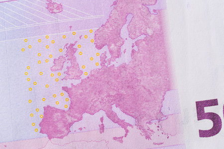 Fragment of a five hundred euro banknote. High resolution photo.