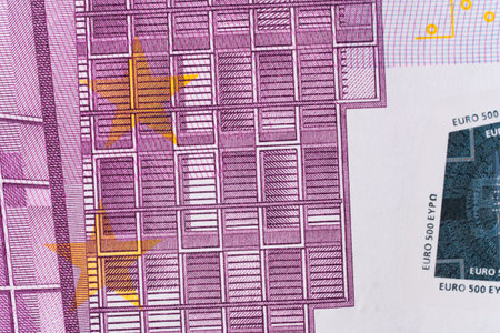 Fragment of a five hundred euro banknote. High resolution photo.