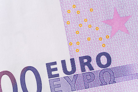 Fragment of a five hundred euro banknote. High resolution photo.の写真素材