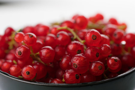 background with fresh and sweet red currant, macro