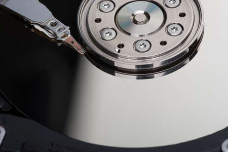 Closeup inside Hard Drive