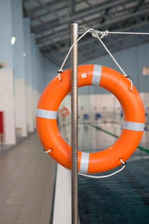 Empty swimming pool in university On a blurred background, a swimming pool is visibleの写真素材