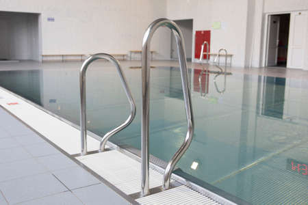 Empty swimming pool in university On a blurred background, a swimming pool is visibleの写真素材