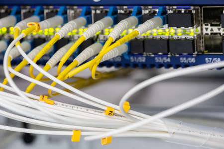 Interface of card Equipment optical telecommunication Abstract blurred image for use as a background Close-upの写真素材