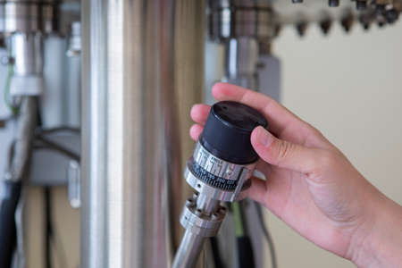 Laboratory equipment for scientific experiments. Abstract industrial background. Close-upの写真素材