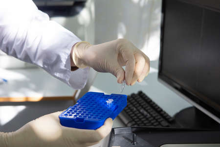 scientist working at the laboratory Close-up Limited depth of fieldの写真素材