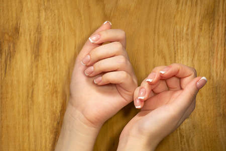 Image of beautiful hands with beautiful nails Soft focus