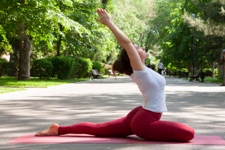 Yoga woman doing morning exercise, healthy woman Portrait