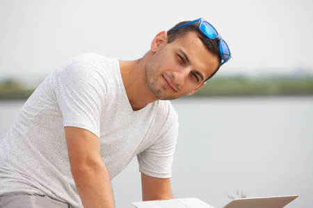 Young business man outdoors work occupation lifestyle. Portraitの写真素材