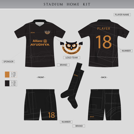 Set of soccer or football jersey template for football club. Vector illustrationのイラスト素材