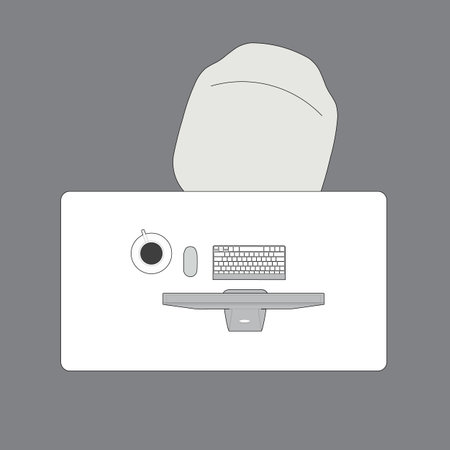 illustration of a computer table and pc top viewのイラスト素材