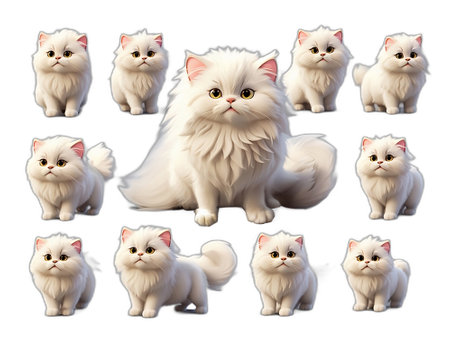 Set of cats isolated on a white background. 3d rendering.の素材