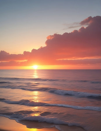 Beautiful sunrise over the sea. Sunset over the sea. Nature composition.の素材