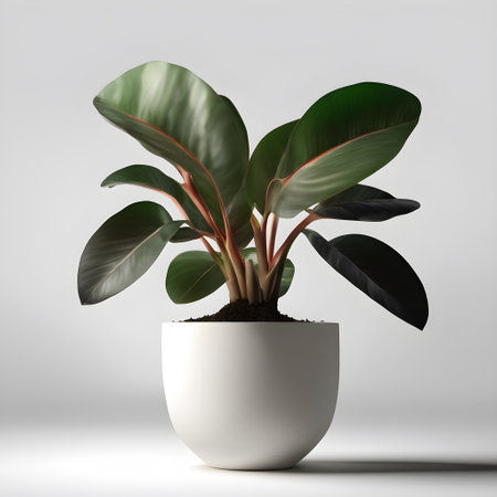 Ficus in a pot on a gray background. 3d rendering. generative aiの素材