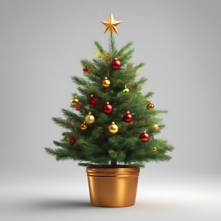 Christmas tree in a white pot. AI Generativeの素材