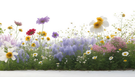 Long lasting flower garden on bright background. ai generativeの素材