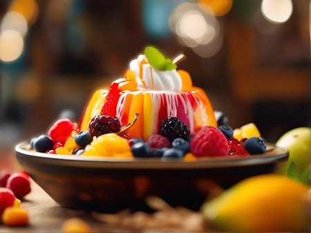 Appetizing Fruitfull bingsu, korean dessert. ai generativeの素材