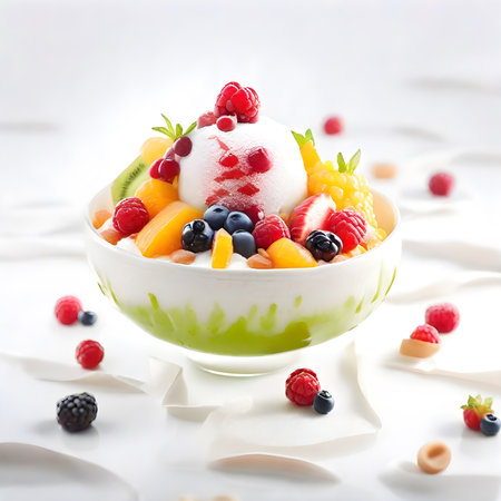 Appetizing Fruitfull bingsu, korean dessert. ai generativeの素材