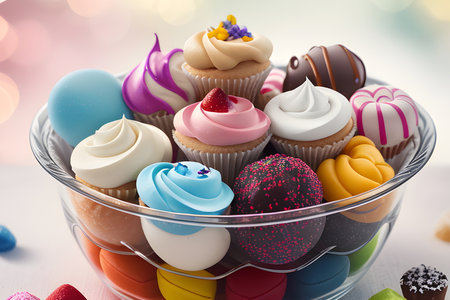 Various types of A variety of sweet treats delicious to eat. Ai generativeの素材