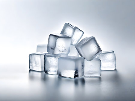 ice cubes and copy space, isolate background, White background. ai generativeの素材