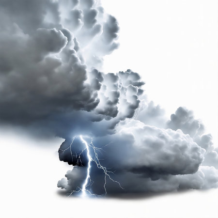 Lightning in the dark stormy sky. 3D illustration. generative aiの素材