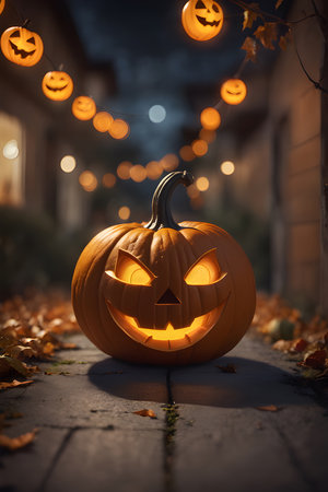 Mascot Design Idea Joyful Pumpkin - A pumpkin that smiles on Halloween night. ai generativeの素材