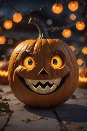 Mascot Design Idea Joyful Pumpkin - A pumpkin that smiles on Halloween night. ai generativeの素材