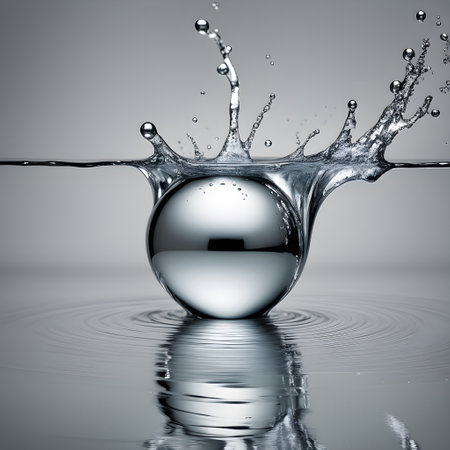 Splash of liquid chrome isolated on white background. Ai generativeの素材