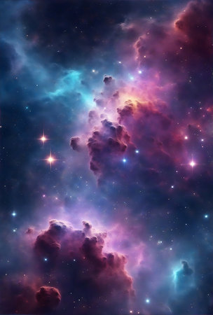 a space filled with lots of stars and nebulas, colorful nebula background, colorful nebulas. ai generativeの素材