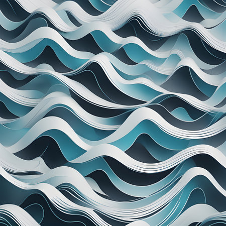 Abstract blue wave pattern on an empty aqua backdrop. ai generativeの素材