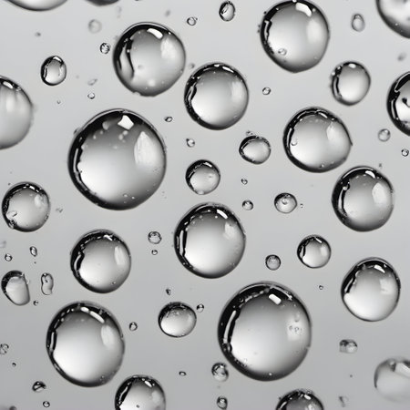 Circular water droplets splashing on a transparent surface. ai generativeの素材