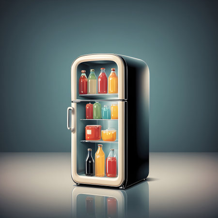 retro fridge isolated, Transparent vector style. ai generativeの素材