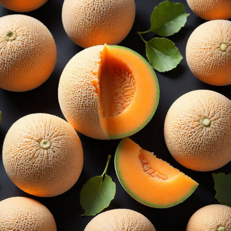 cantaloup isolated on background. ai generativeの素材