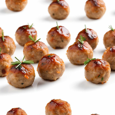 Grilled meatballs isolated on white background. ai generativeの素材