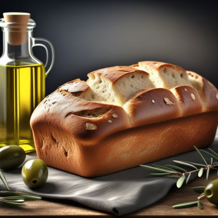 Delicious Olive Oil Infusion Loaf Bread. ai generativeの素材