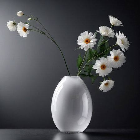 Vase Glass Modern white Vase Flower Minimalistic interior decor. ai generativeの素材