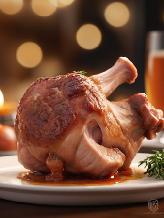 Main course, German Pork Knuckle, soft smooth light. ai generativeの素材